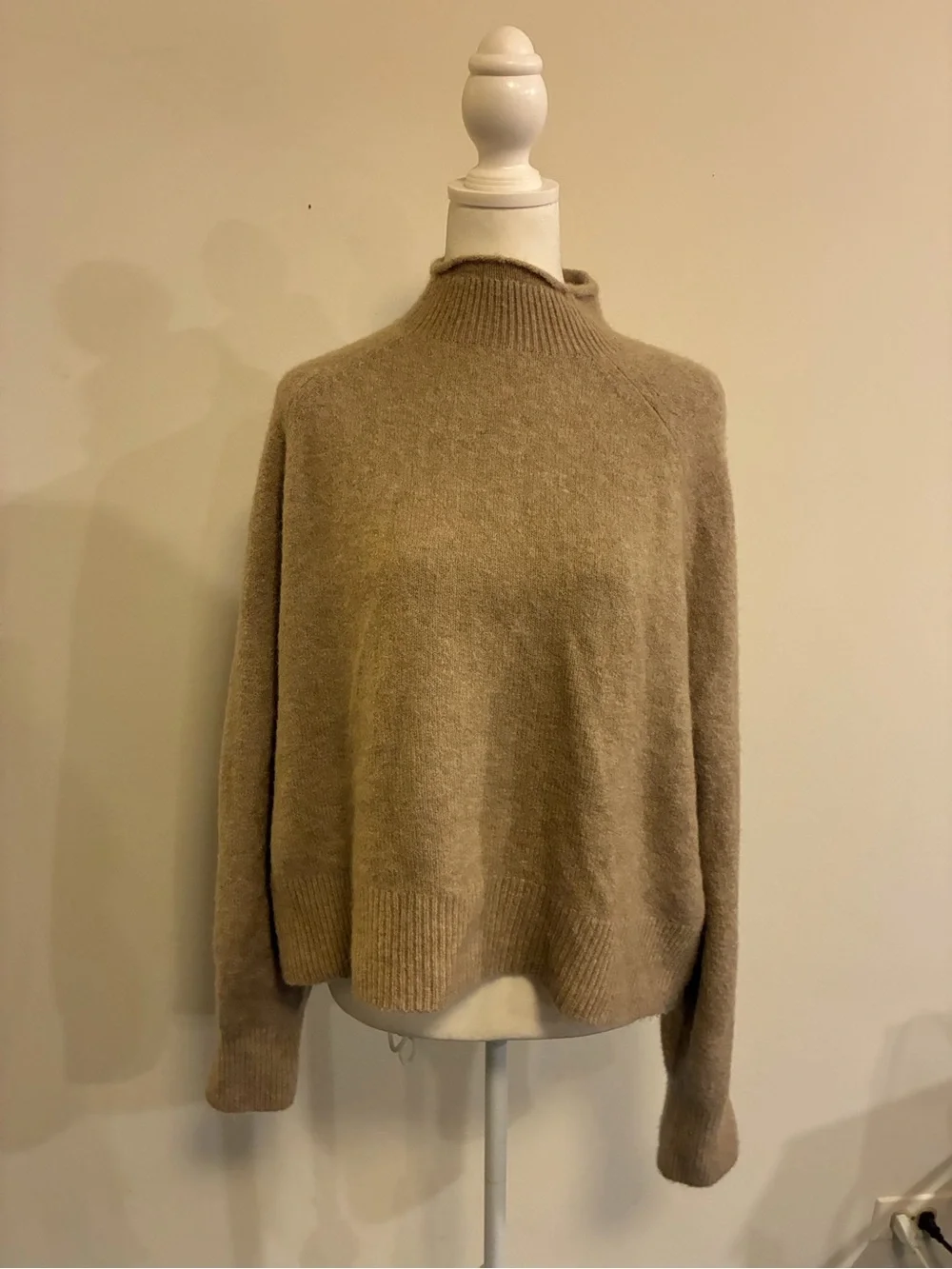 J. Crew Taupe Mock Neck Oversized Cropped Sweater size Large